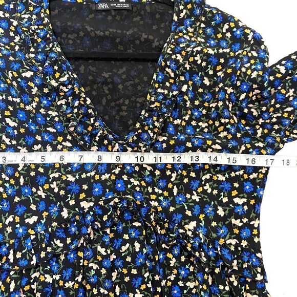 ZARA Long Sleeve Floral Ruffle Dress - Picture 15 of 16